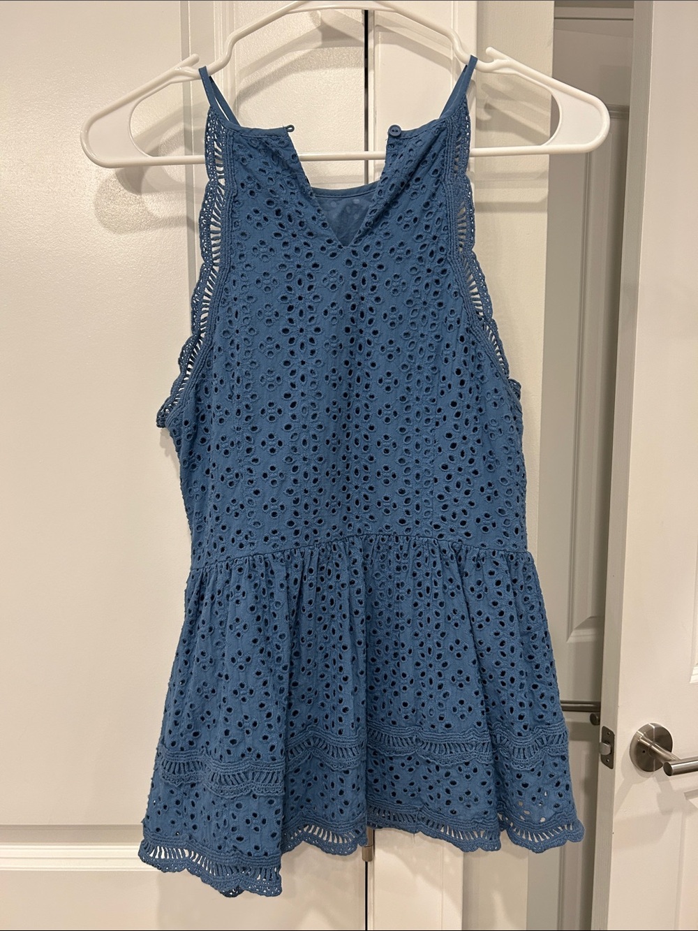 Lulu's Blue Eyelet Halter Tank Top - Picture 2 of 2